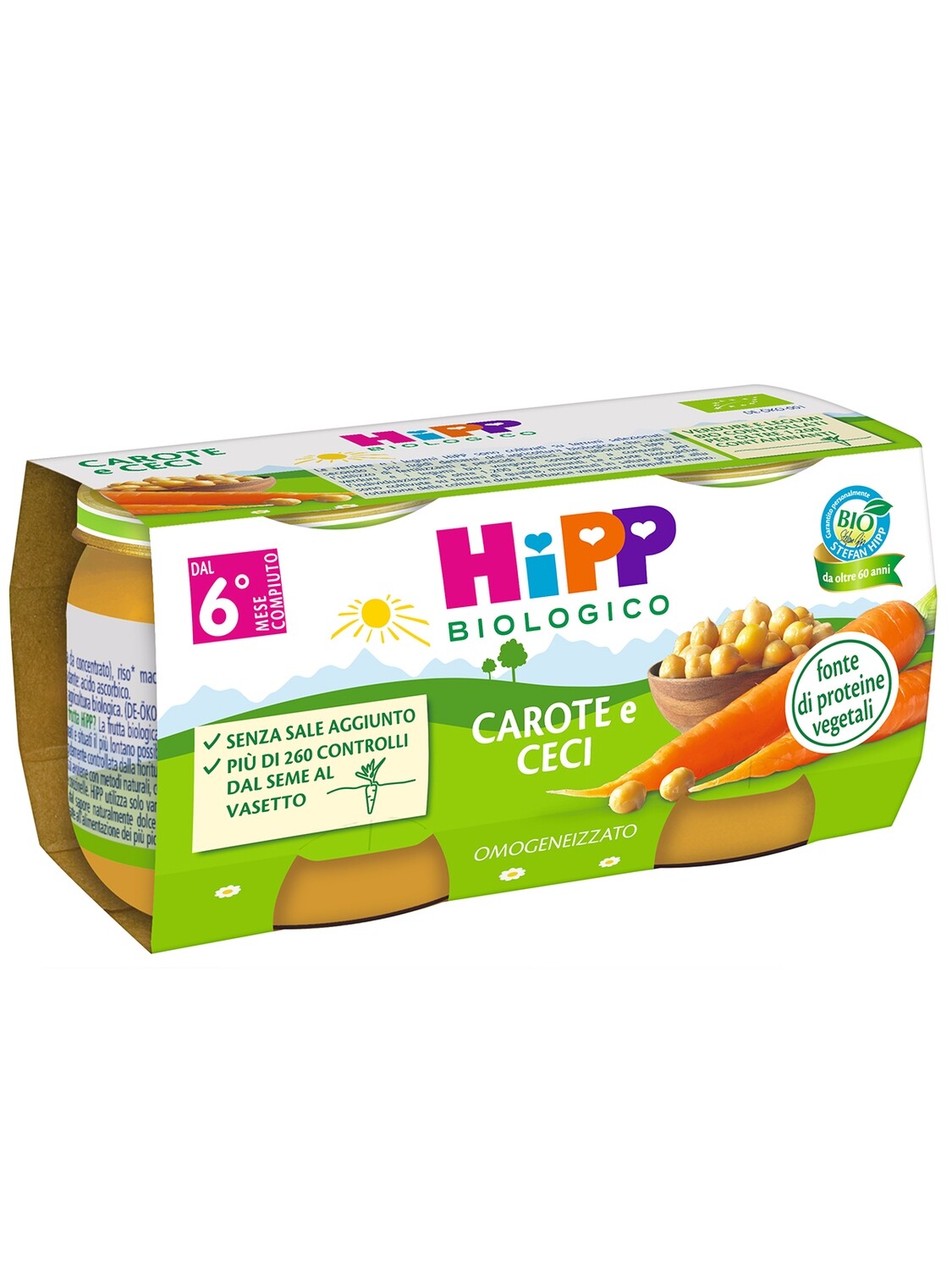 Hipp Omogeneizzato di Verdure Carote e Ceci 2x80g