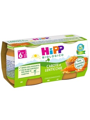 Hipp Omogeneizzato di Verdure Carote e Lenticchie 2x80g