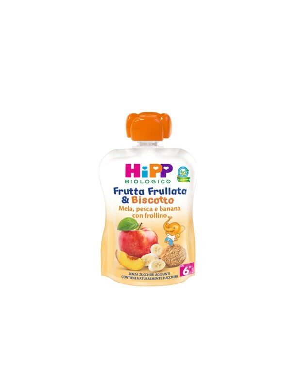Hipp Frutta Frullata &amp; Biscotto Mela Pesca e Banana con Frolinno Confezione da 90g