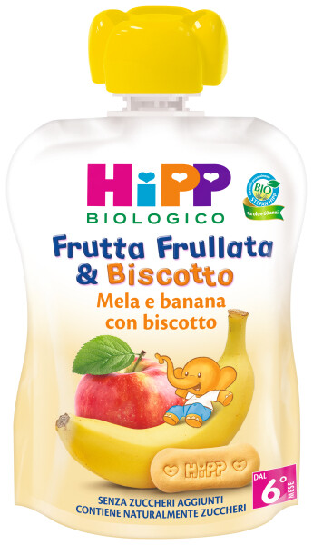 Hipp Frutta Frullata &amp; Biscotto Mela e Banana con Biscotto Confezione da 90g