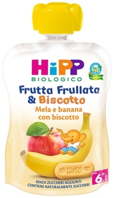 Hipp Frutta Frullata &amp; Biscotto Mela e Banana con Biscotto Confezione da 90g