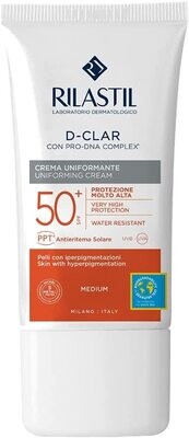 Rilastil D-Clar Crema Uniformante Protezione Molto Alta SPF 50+ 40ml Colore Media per Macchie Scure sul Viso