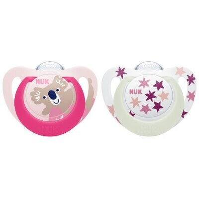 Nuk Succhietti Star Day &amp; Night Silicone 6-18 Mesi 2pz