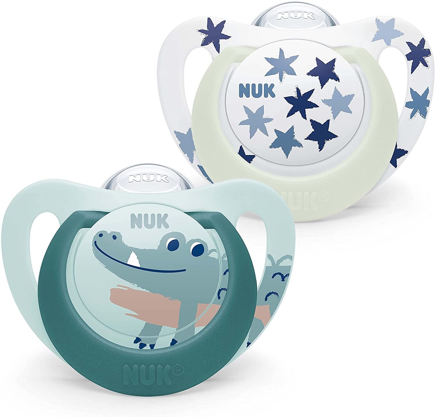 Nuk Succhietti Star Day &amp; Night Silicone 6-18 Mesi 2pz