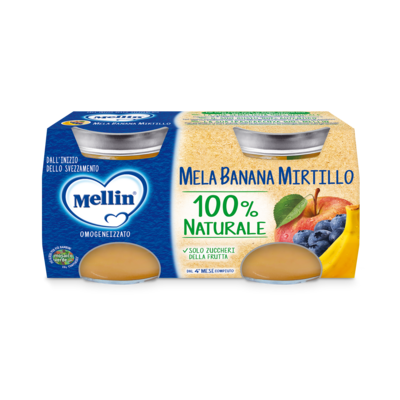 Mellin Omogeneizzato di Frutta Mela Banana Mirtillo  2x100g