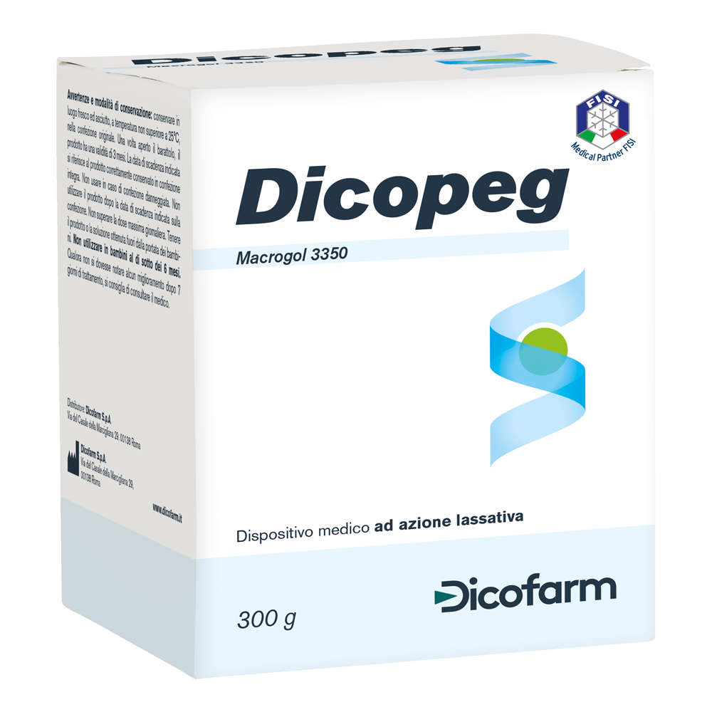 Dicofarm Dicopeg Esse 300gr Prodotto ad azione lassativa a base di Macrogol 3350. Con simeticone.