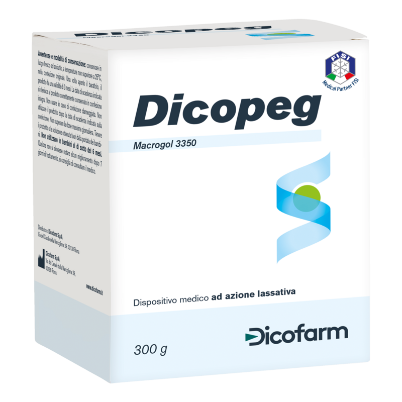 Dicofarm Dicopeg Esse 300gr Prodotto ad azione lassativa a base di Macrogol 3350. Con simeticone.
