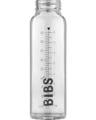 Bibs Set Completo Biberon in Vetro Avorio 225ml Riciclabile e Lavabile in Lavastoviglie Nuovo Design