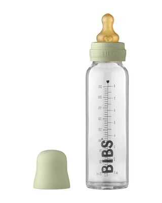 Bibs Set Completo Biberon in Vetro Verde Salvia 225ml Riciclabile e Lavabile in Lavastoviglie Nuovo Design