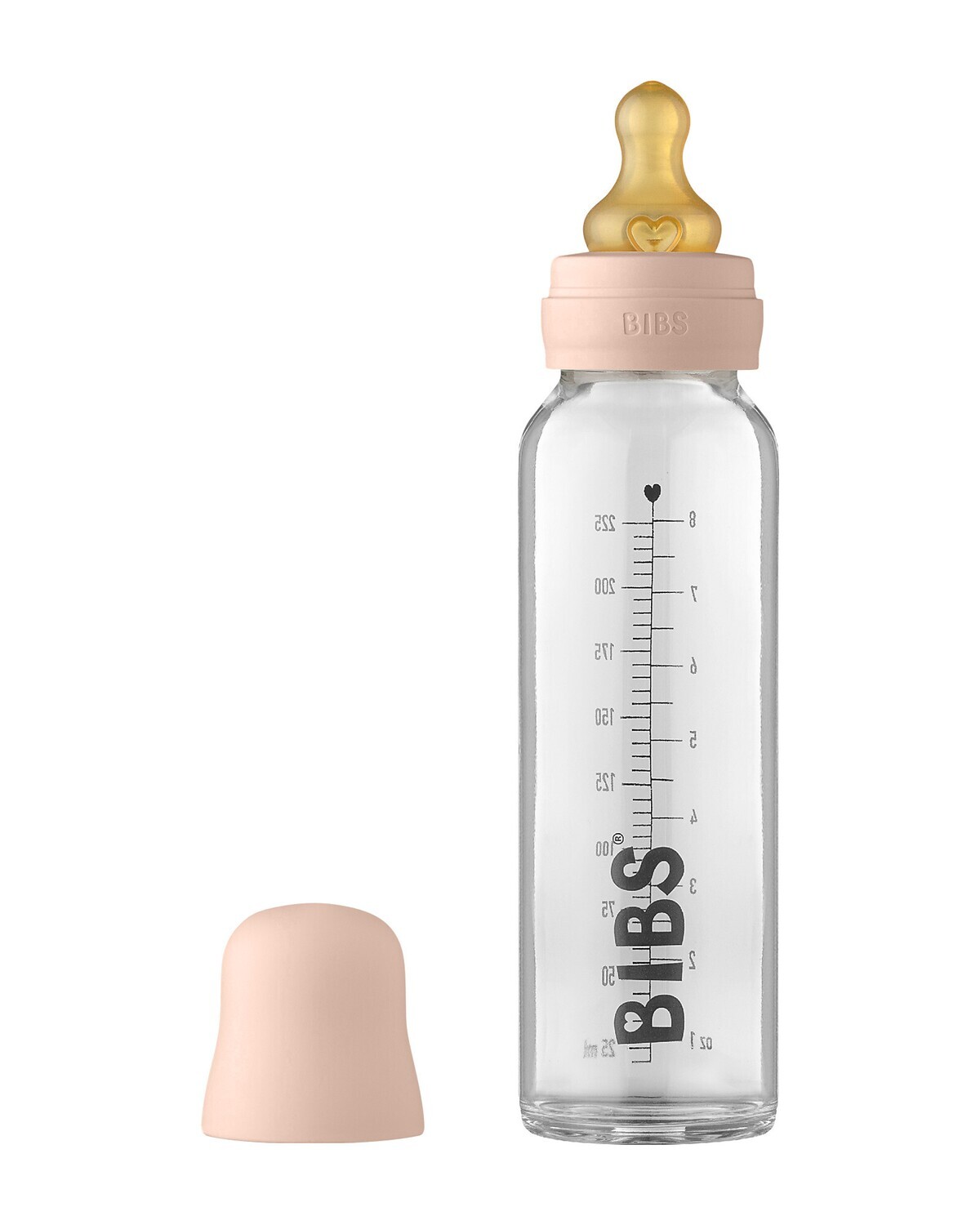 Bibs Set Completo Biberon in Vetro Rosa Cipro 225ml Riciclabile e Lavabile in Lavastoviglie Nuovo Design
