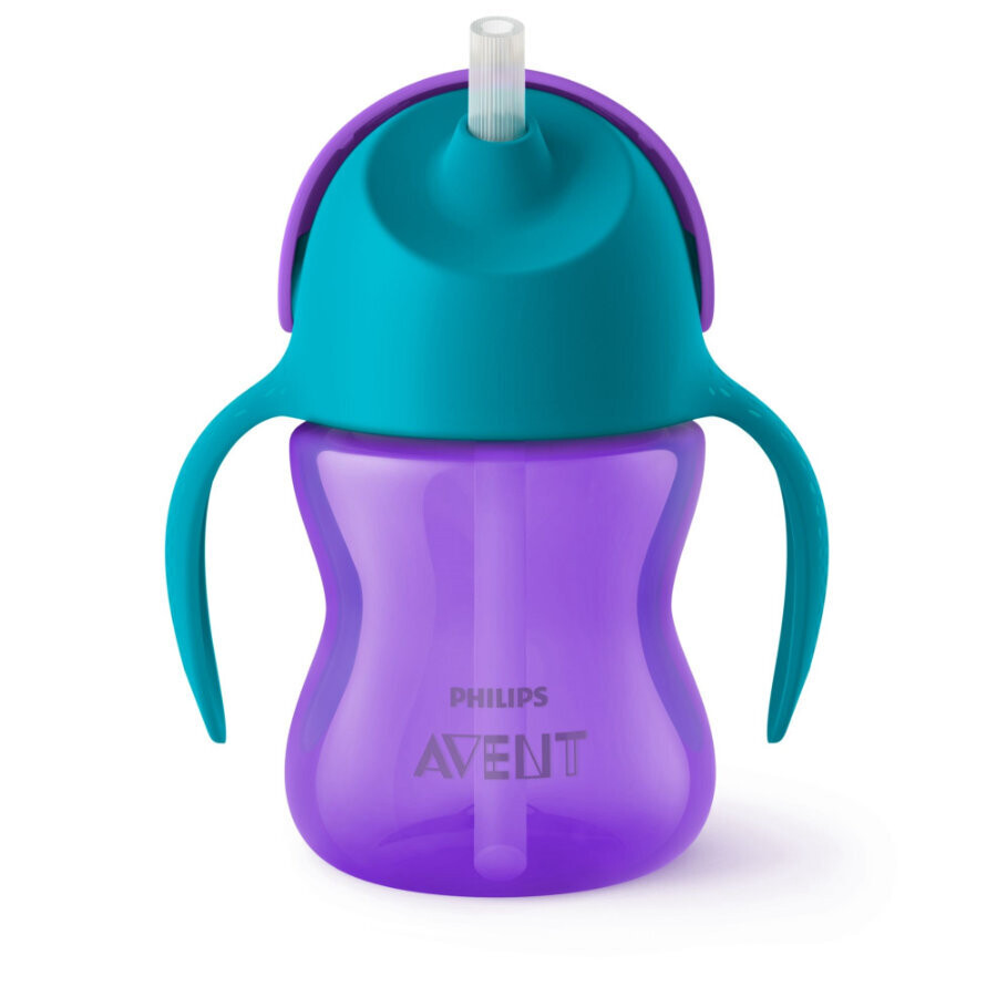 Avent Tazza con cannuccia Curva Turchese Lilla 200 ml 9M+