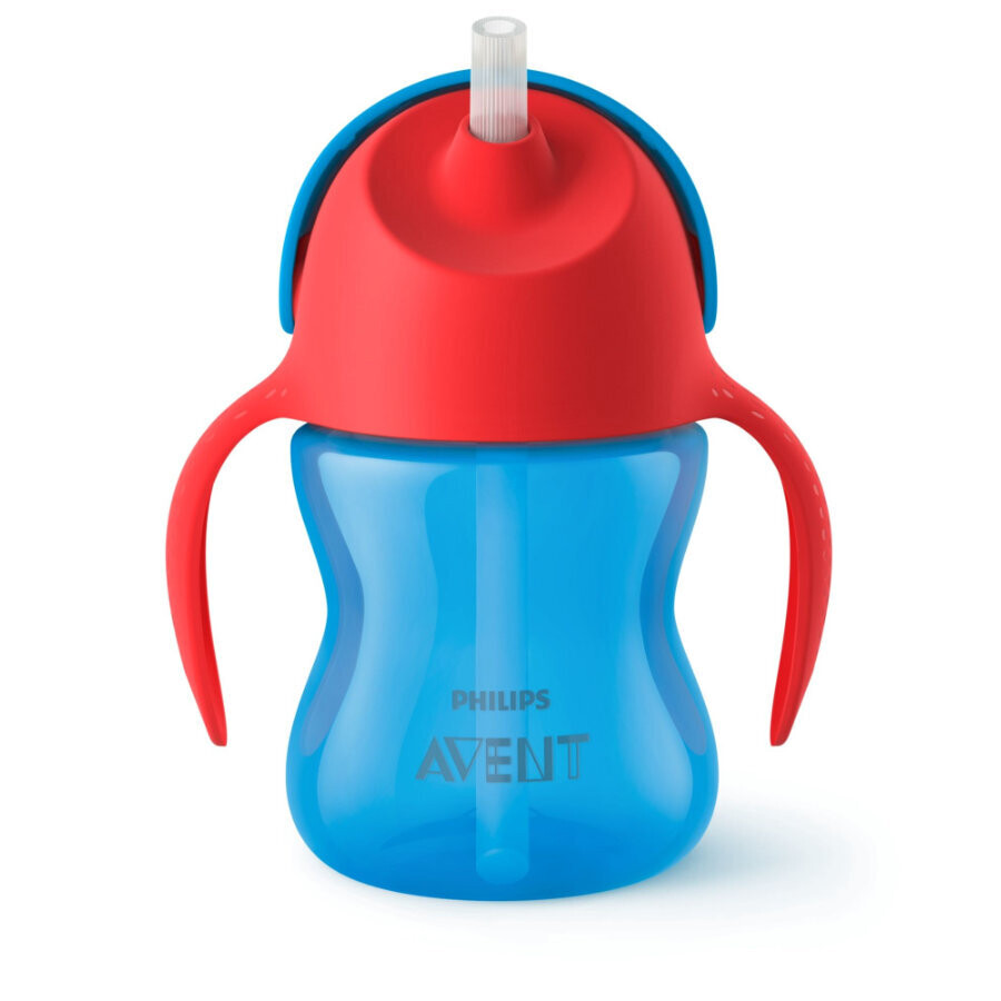 Avent Tazza con cannuccia Curva Blu Rossa 200 ml 9M+