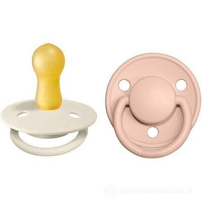 Bibs De Lux Set Succhietti 6+ Mesi Avorio e Rosa Cipria Gomma Naturale