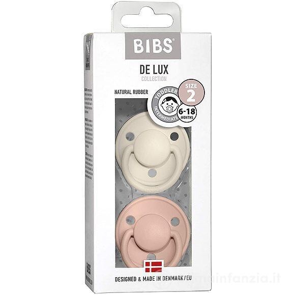 Bibs De Lux Set Succhietti 6+ Mesi Avorio e Rosa Cipria Gomma Naturale