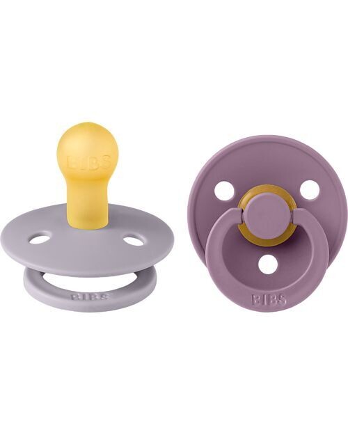 Bibs Colour Pacifier Set Succhietti 6+ Mesi Tettarella Rotonda in Gomma 2pz Mauve e Fossil Grey - Senza PBA, PVC e Fla