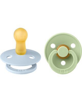 Bibs Colour Pacifier Set Succhietti Celeste Verde 0-6Mesi Tettarella Rotonda in Gomma 2pz