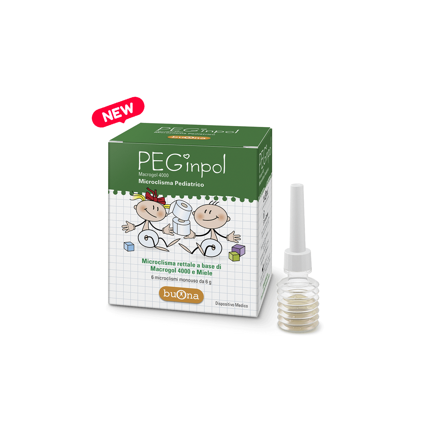 Buona Peginpol Macrogol 4000 Microclisma Pediatrico 6 PZ Monouso da 6 gr