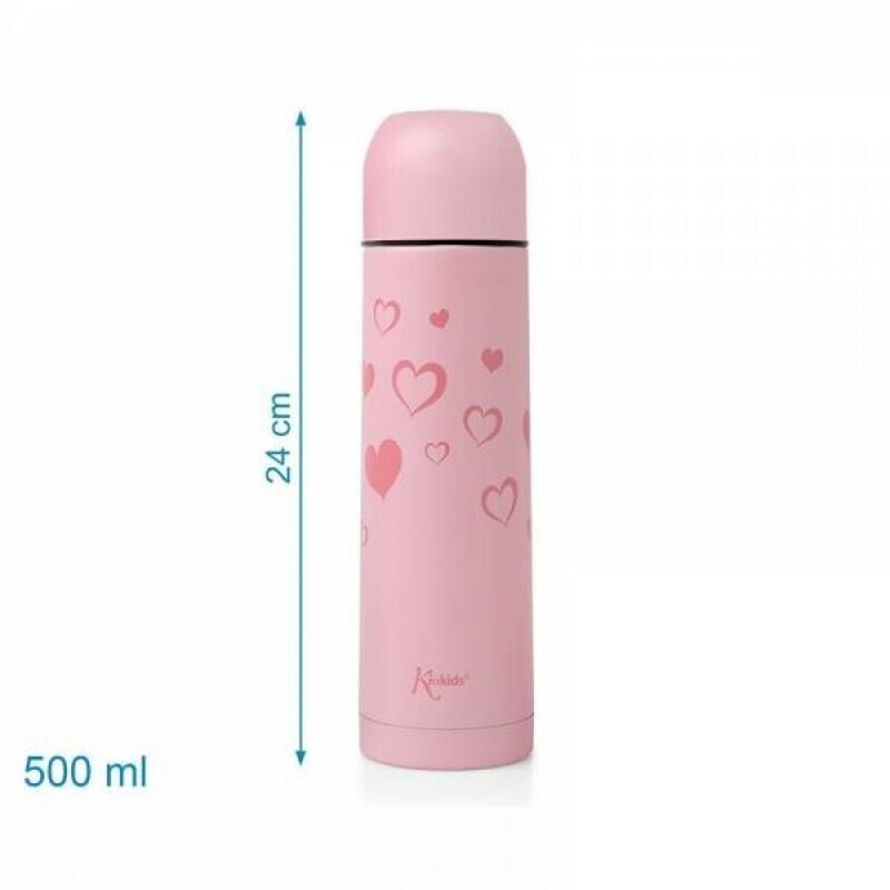 Kiokids Termos per Liquidi Acciaio Inox Rosa con doppia parete da 500 ml cod.3102