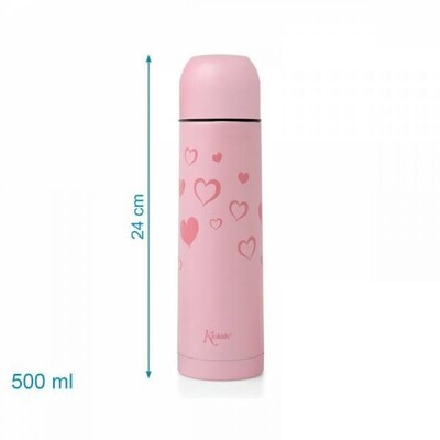 Kiokids Termos per Liquidi Acciaio Inox Rosa con doppia parete da 500 ml cod.3102