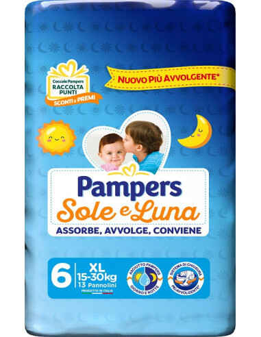 Pampers Pannolino Sole e Luna XL 15-30 kg da 13Pz