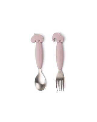 Done By Deer
Set Posate Antiscivolo Forchetta e Cucchiaio Powder Silicone Alimentare e Acciaio inossidabile