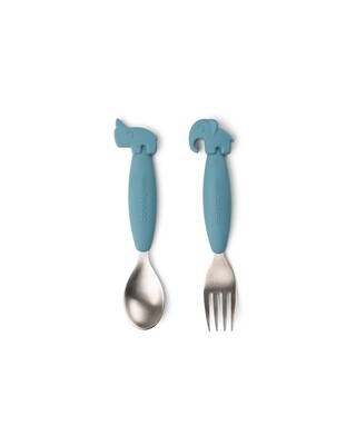 Done By Deer
Set Posate Antiscivolo Forchetta e Cucchiaio Blu Silicone Alimentare e Acciaio inossidabile