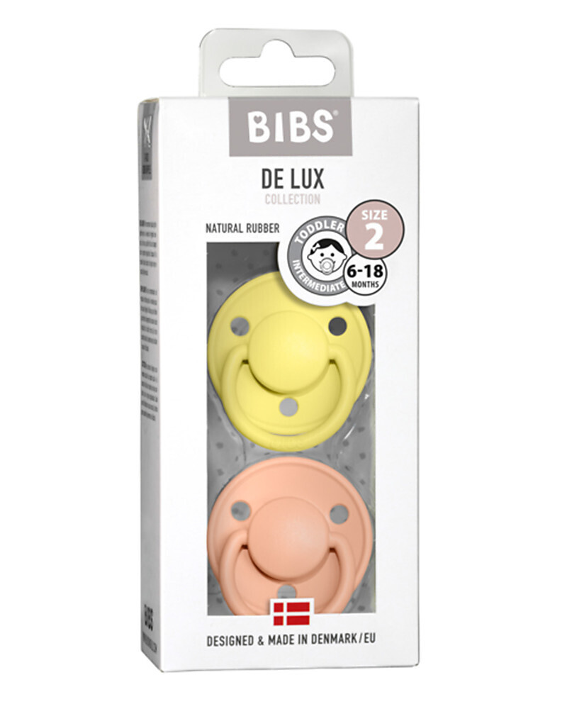 Bibs De Lux Set Succhietti 6+ Mesi Pesca e Sole Gomma Naturale