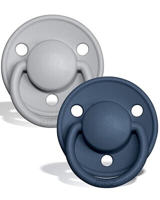 Bibs De Lux Set Succhietti 0-6 Mesi Grigio e Blu Gomma Naturale
