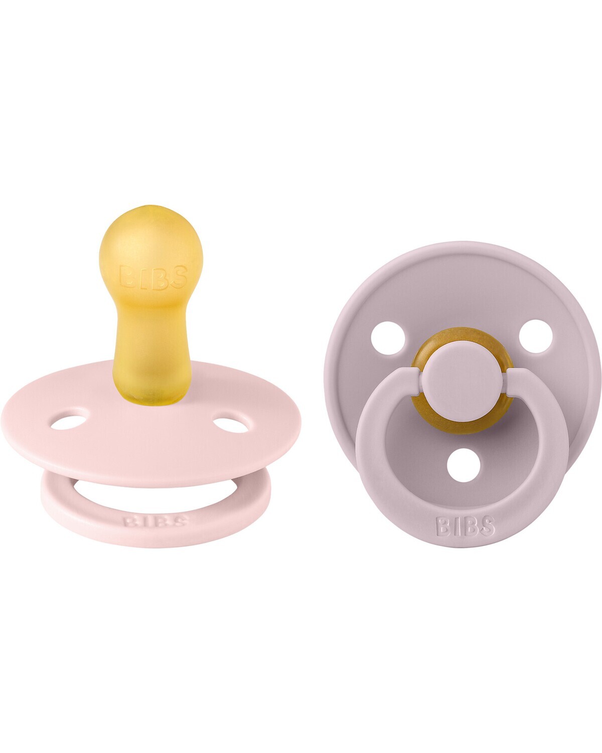 Bibs Colour Set Succhietti Rosa e Lilla Chiaro 0-6 Mesi Tettarella Rotonda in Gomma 2pz