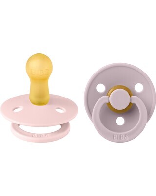 Bibs Colour Set Succhietti Rosa e Lilla Chiaro 0-6 Mesi Tettarella Rotonda in Gomma 2pz
