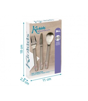 Kiokids Set 3 Posate in Acciaio Rosa
