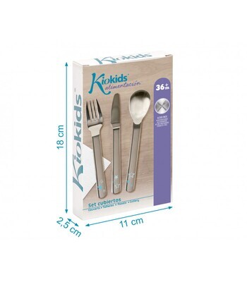 Kiokids Set 3 Posate in Acciaio Azzurro