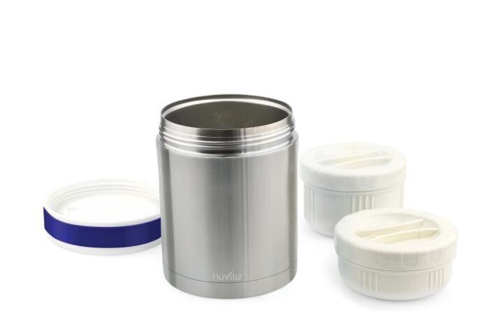 Nuvita Contenitore Termico in Acciaio Inox da 1000 ml con 2 Contenitori Interni 1 da 250 ml e 1 da 380ml cod.1478