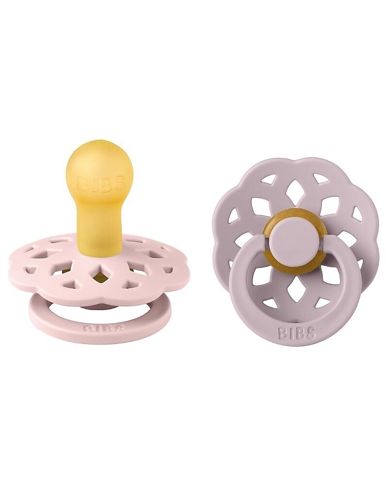 Bibs Boheme
Set di 2 Ciucci Rosa e Lilla Chiaro Tettarella 0-6m in Gomma Naturale Senza BPA PVC e Ftalatio