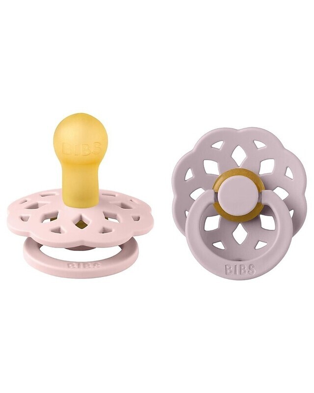 Bibs Boheme
Set di 2 Ciucci Rosa e Lilla Chiaro Tettarella 0-6m in Gomma Naturale Senza BPA PVC e Ftalatio