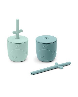 Done By Deer
Set 2 Tazze con Tappo e Cannuccia Peekaboo Wally Blu 100% Silicone Alimentare