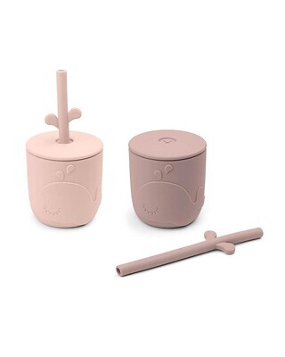 Done By Deer Set 2 Tazze con Tappo e Cannuccia Peekaboo Cipra 100% Silicone Alimentare