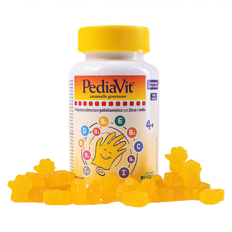 Pediatrica Pediavit Caramelle Gommose Integratore Alimentare Polivitaminico con Zinco e Iodio.  Peso: 120 gr
