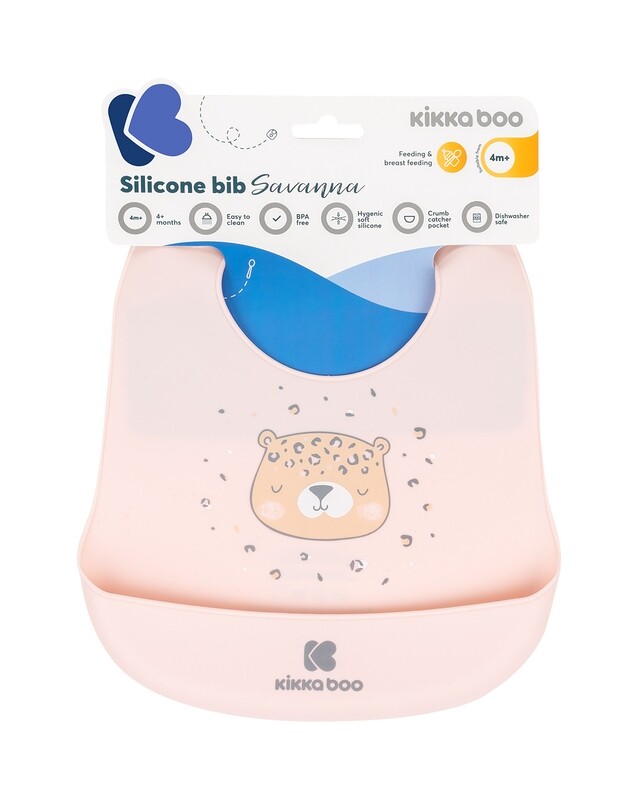 Kikka Boo Bavaglino Savana in Silicone Rosa