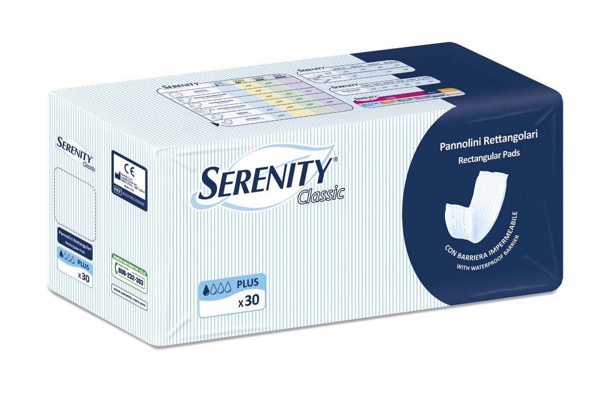 Serenity Classic Pannolini Rettangolare Plus con Barriera 30Pz