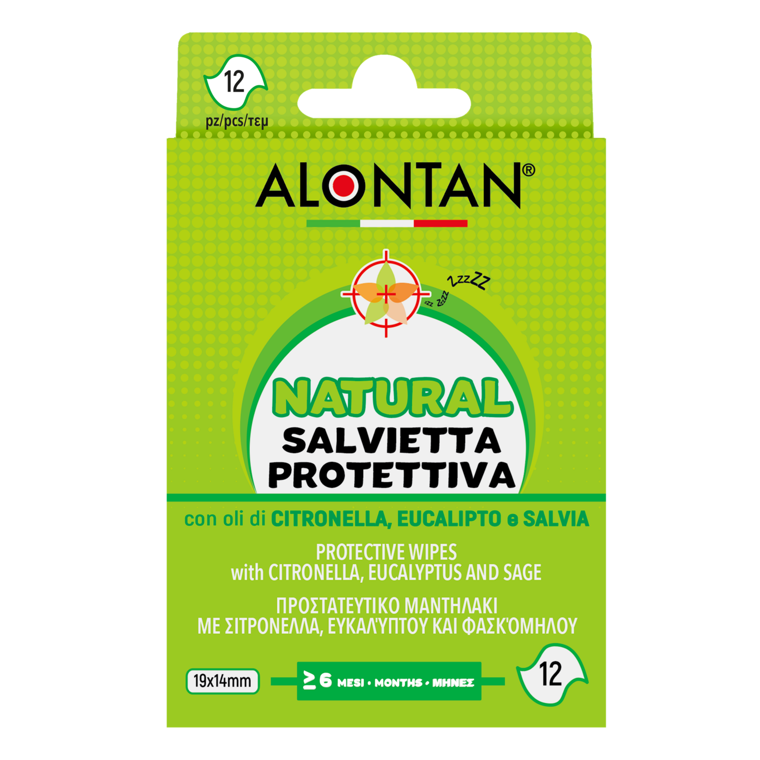 Alontan Natural Salvietta Antizanzare 19x14mm 12pz