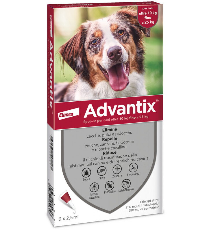 Advantix Spot-On Antiparassitario per Cani da 10 a 25 kg confezione da 6 Pipette da 2,5 ml