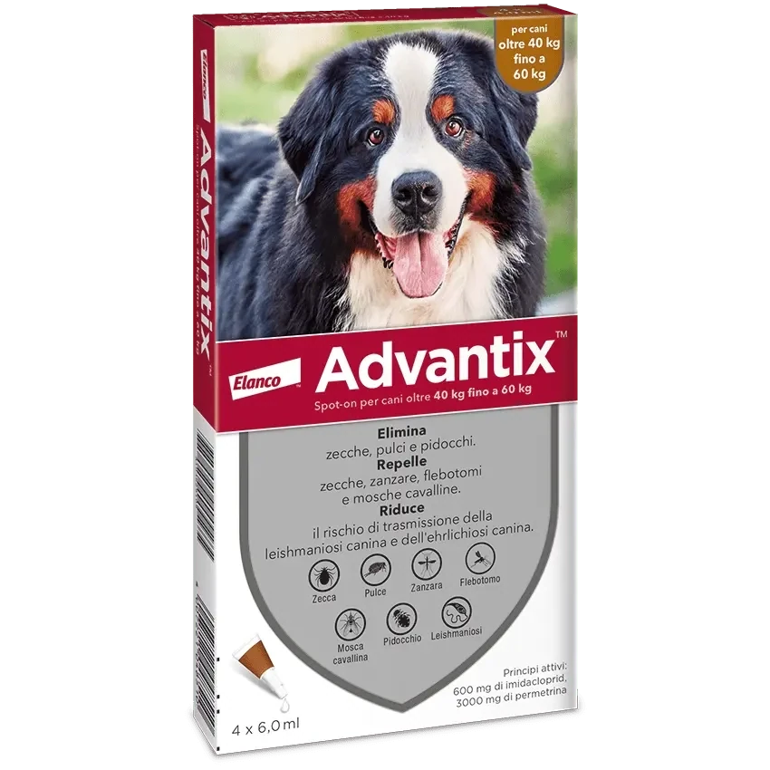 Advantix Spot-On Antiparassitario per Cani da  40 a 60 kg confezione da 6 Pipette da 6 ml