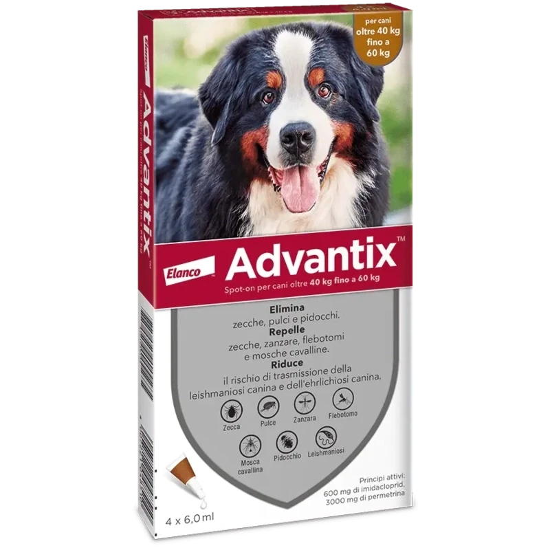 Advantix Spot-On Antiparassitario per Cani da  40 a 60 kg confezione da 6 Pipette da 6 ml