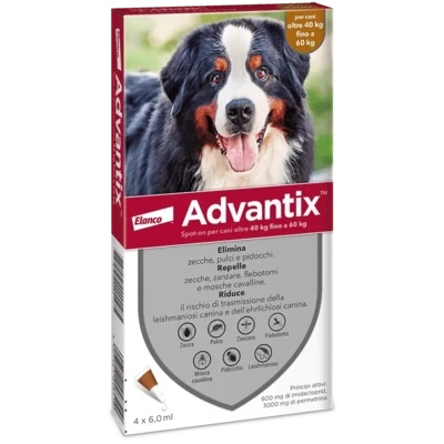 Advantix Spot-On Antiparassitario per Cani da  40 a 60 kg confezione da 6 Pipette da 6 ml