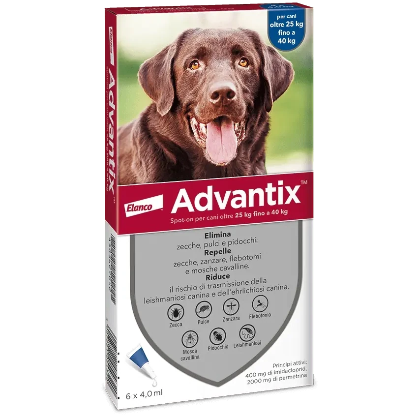Advantix Spot-On Antiparassitario per Cani da  25 a 40 kg confezione da 6 Pipette da 4 ml