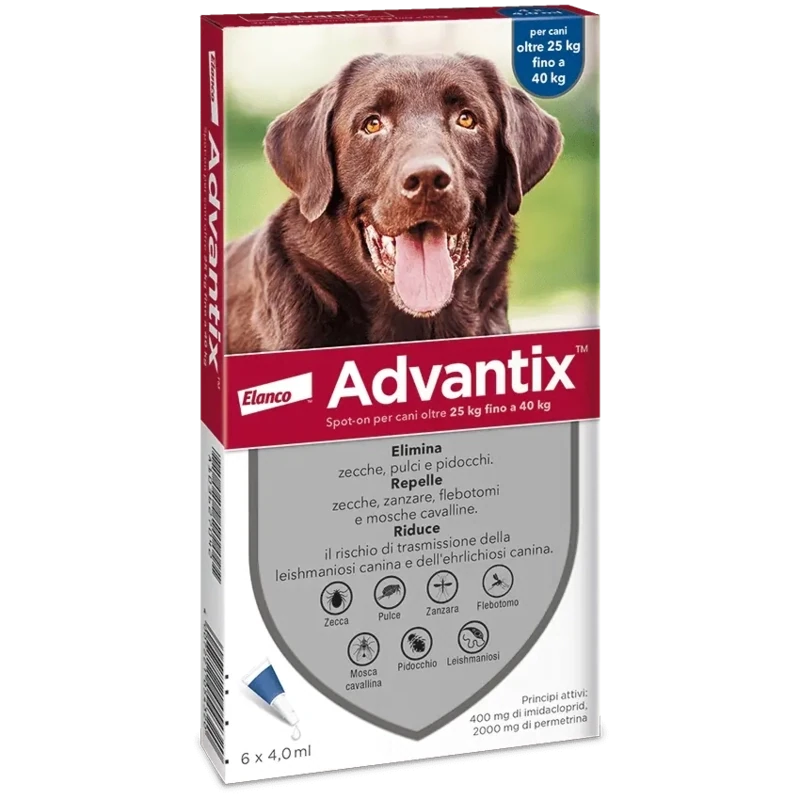 Advantix Spot-On Antiparassitario per Cani da  25 a 40 kg confezione da 6 Pipette da 4 ml