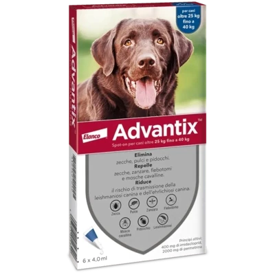 Advantix Spot-On Antiparassitario per Cani da  25 a 40 kg confezione da 6 Pipette da 4 ml
