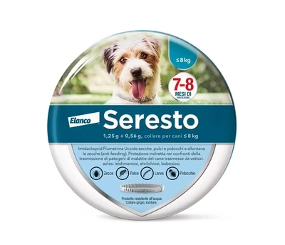 Seresto Collare Antiparassitario per Cani da 0-8 Kg fino a 7-8 mesi di Protezione 38 cm