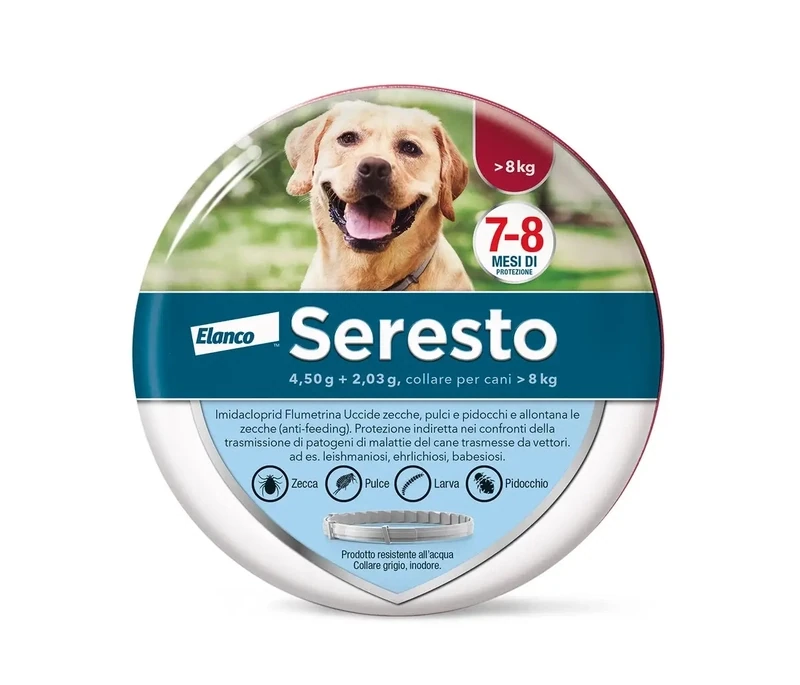 Seresto Collare Antiparassitario per Cani Oltre 8 Kg fino a 7-8 mesi di Protezione 70 cm